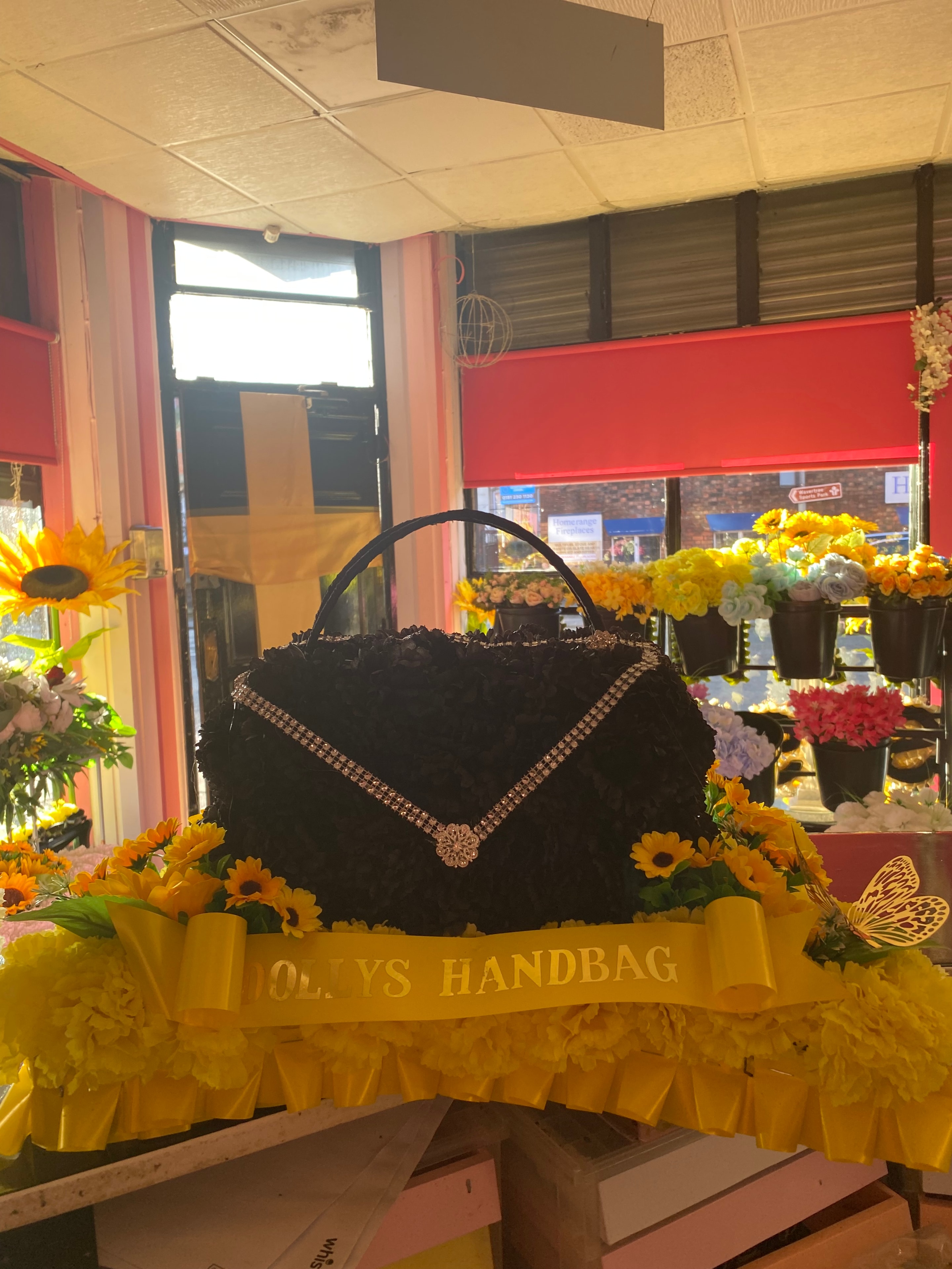 Personalised handbag floral tribute