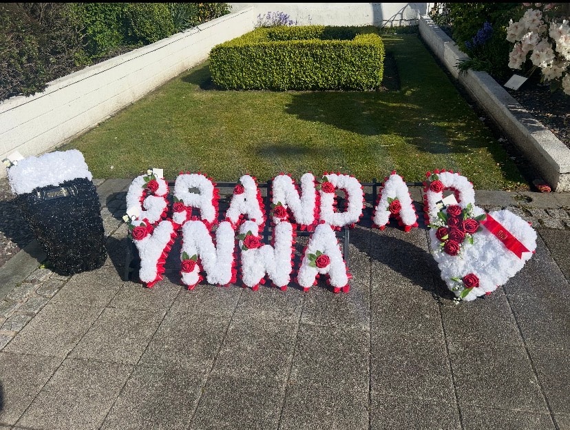 Floral tribute spelling grandpa
